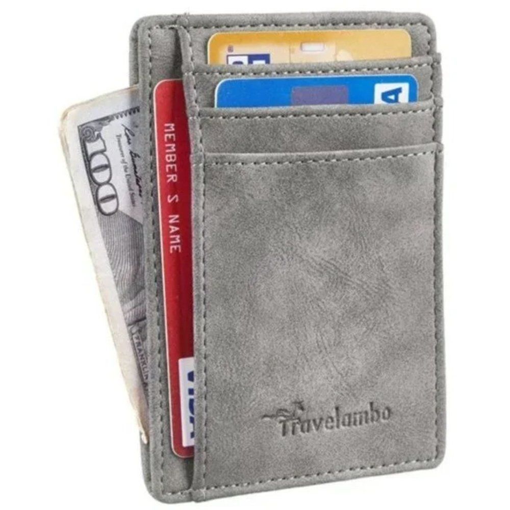 New Minimalist Leather Front Pocket Wallet Light Grey